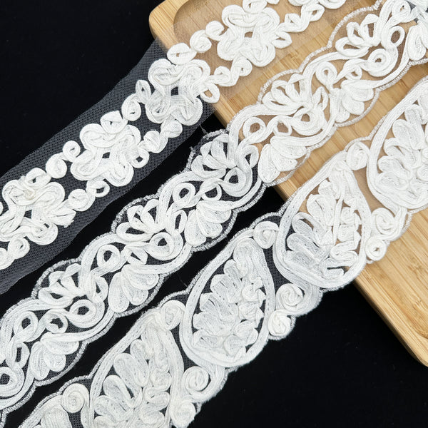 OEKO TEX  GRS  Cord Embroidery Lace Trim 3D Raised Floral Trim