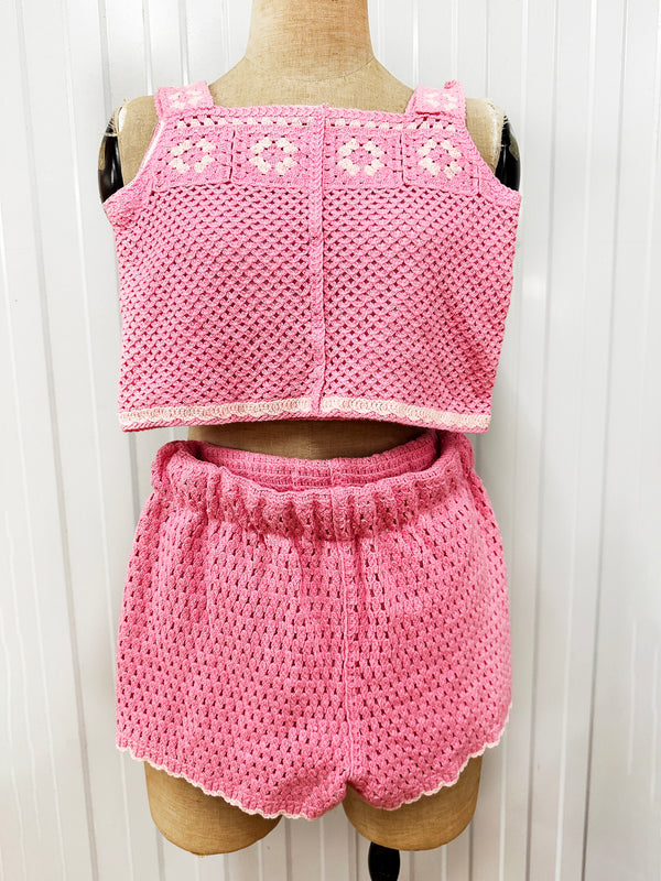 OEKO TEX  GRS  Pink embroidered set  Water-soluble lace set  Two-piece embroidery outfit