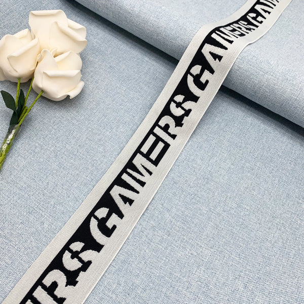 ELastic white tape with fashion letters